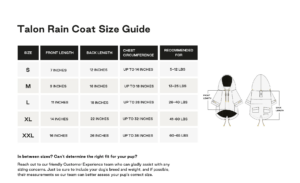 Talon Raincoat Size Chart